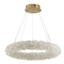 Bethel International Canada CX03C31BR - 1-Light Brass Iron LED Chandelier With A Crystal Halo Ring